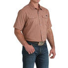 Men's Cinch Brown Short Sleeve Camp Snap Shirt MTW1402010