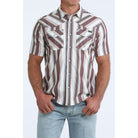 Men's Cinch Short Sleeve Striped Camp Shirt MTW1402015