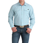 Men's Cinch Long Sleeve Blue Arenaflex Western Camp Shirt MTW1403006