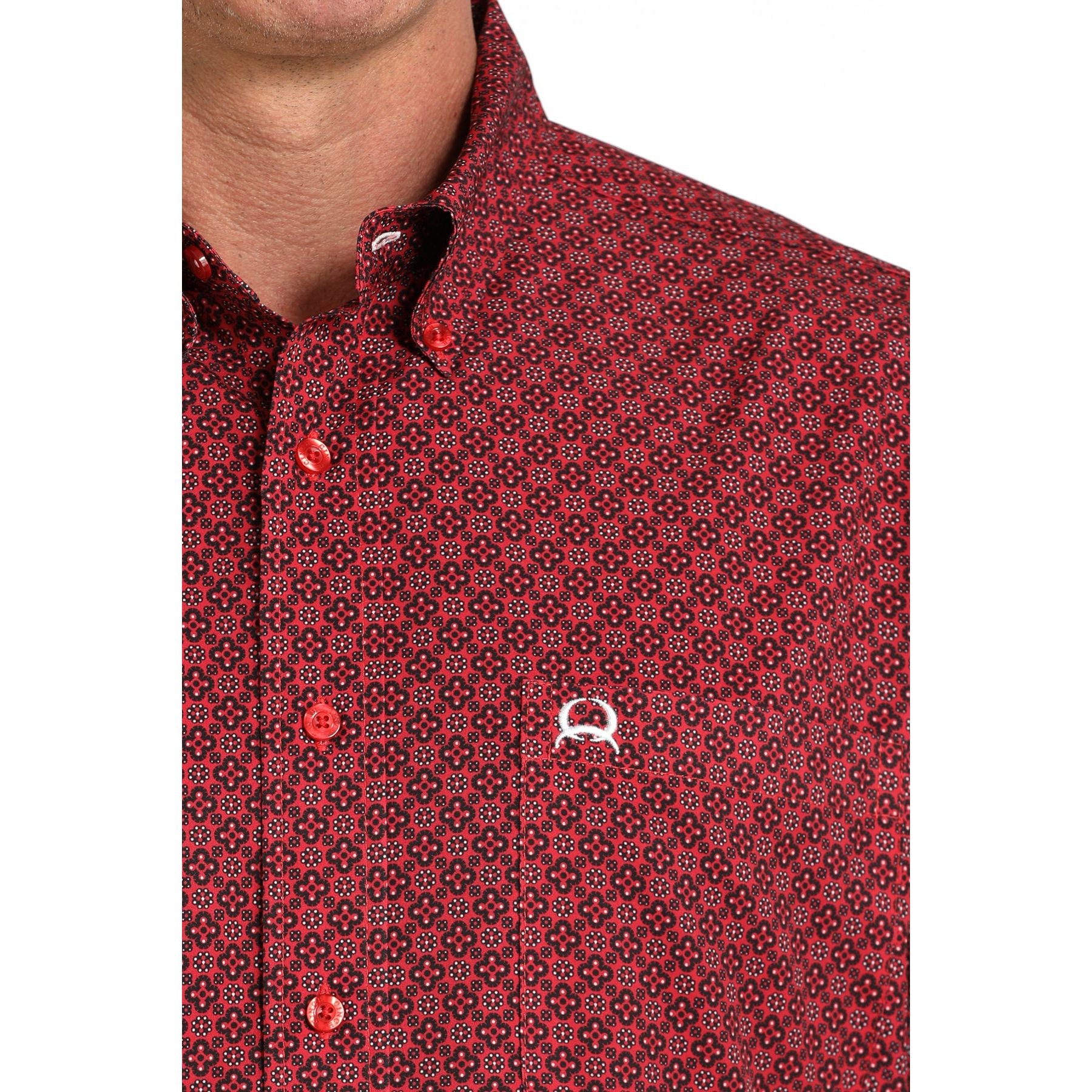 Men's Cinch Arenaflex Red and Black Geo Print Western Shirt MTW1704155 - Crazy House Western Wear
