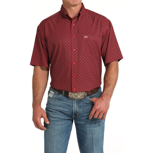 Men's Cinch Arenaflex Red and Black Geo Print Western Shirt MTW1704155 - Crazy House Western Wear
