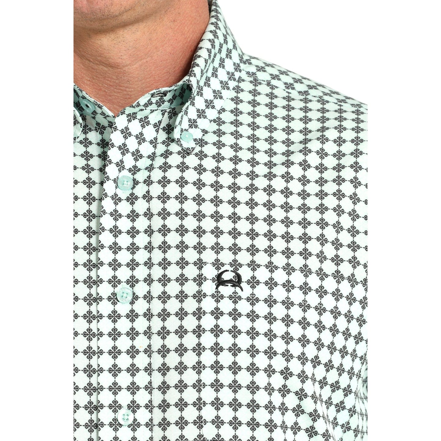 Men's Cinch Light Blue Short Sleeve Arenflex Button-Down Western Shirt MTW1704159-LTB - Crazy House Western Wear
