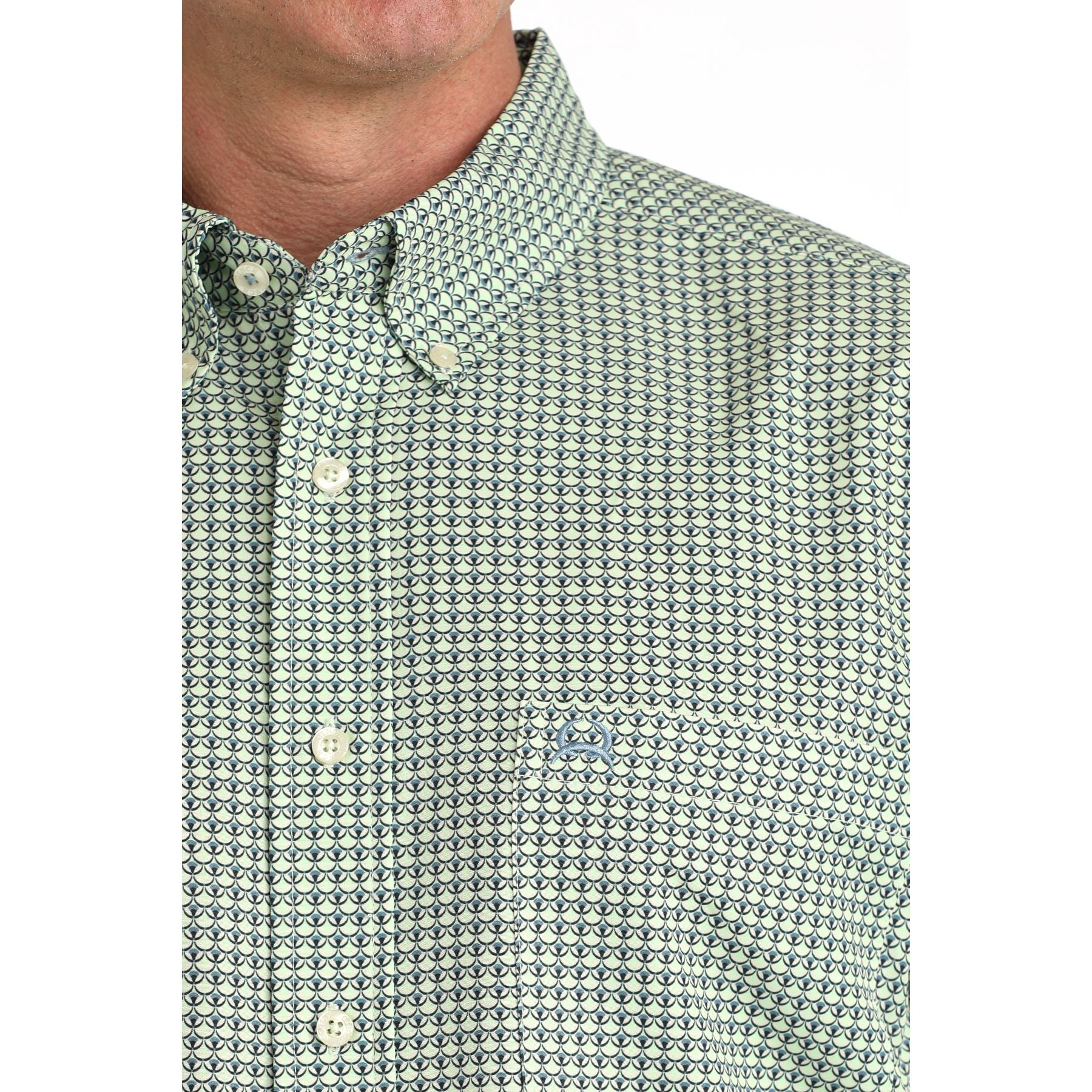 Men's Cinch Green Printed Arenaflex Short Sleeve Shirt MTW1704164