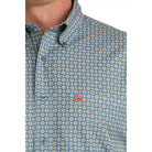 Men's Cinch Geometric Print Arenaflex Short Sleeve Button Up MTW1704165