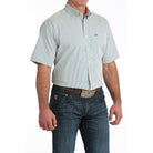 Men's Cinch Blue Striped Arenaflex Short Sleeve Shirt MTW1704166