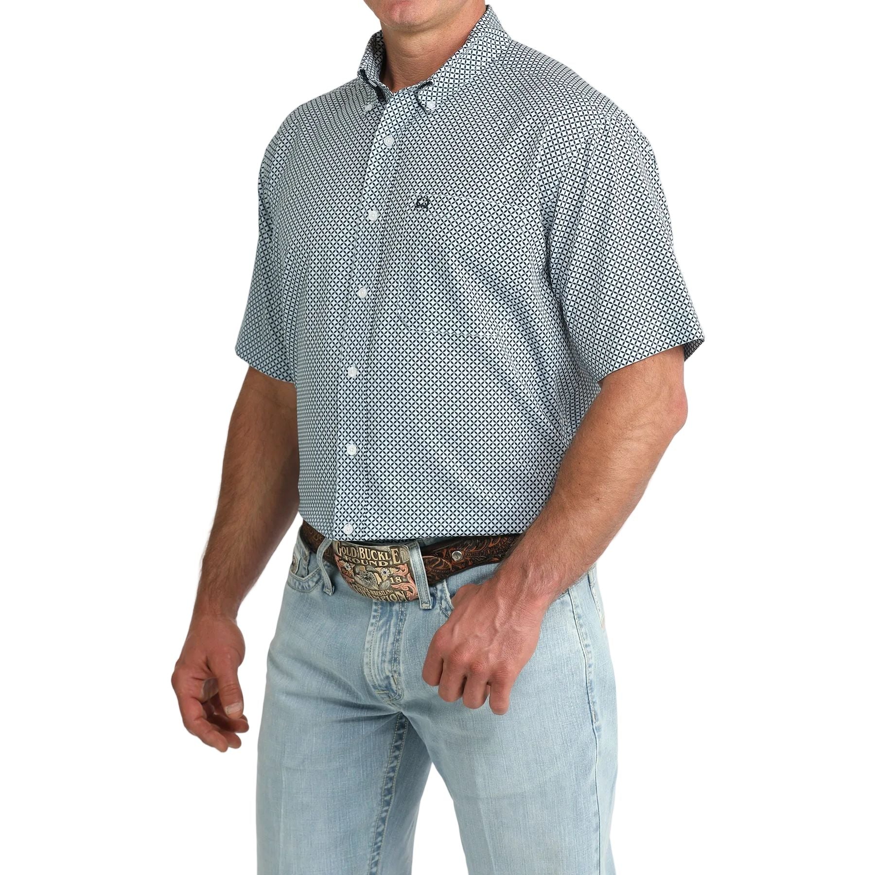 Men's Cinch Short Sleeve Arenaflex Printed Button Down Shirt MTW1704171