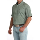 Men's Cinch Olive Geo Printed Arenaflex Short Sleeve Button Up MTW1704176