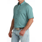 Men's Cinch Short Sleeve Teal Arenaflex Button Down Shirt MTW1725005