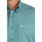Men's Cinch Short Sleeve Teal Arenaflex Button Down Shirt MTW1725005