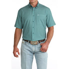 Men's Cinch Short Sleeve Teal Arenaflex Button Down Shirt MTW1725005
