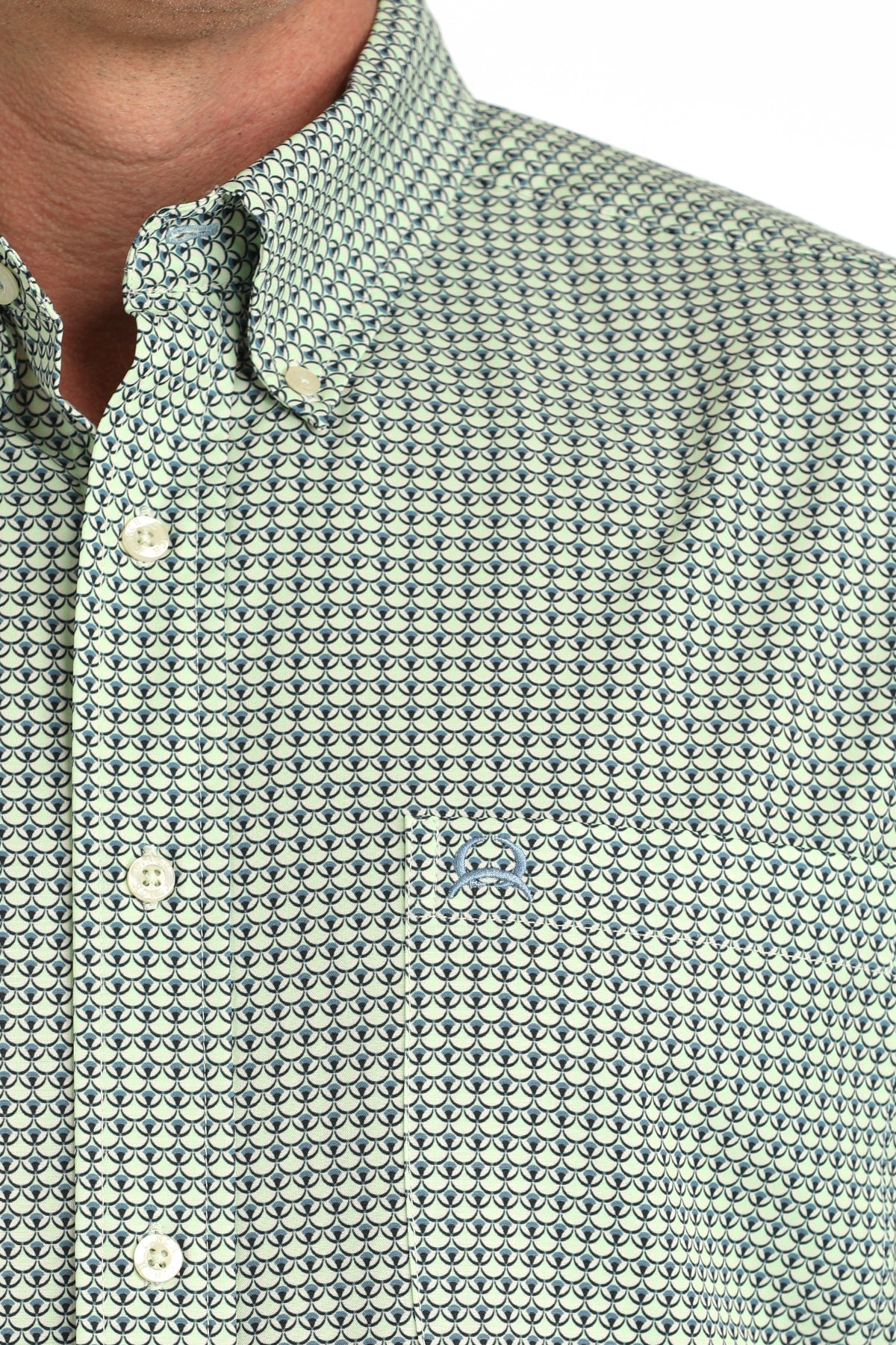 Men's Cinch Green Printed Arenaflex Button Down Shirt MTW1862041
