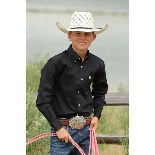 Boy's Cinch Long Sleeve Button Down Shirt - Black MTW7060027