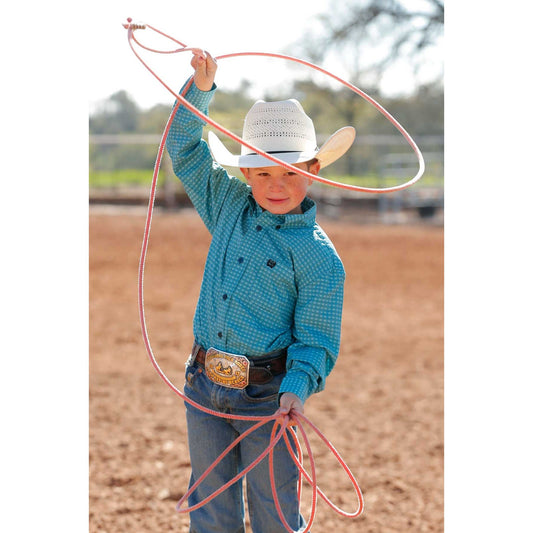 Boys Cinch Long Sleeve Blue Patterned Button Up Shirt MTW7060375