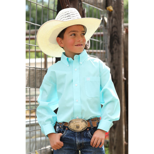 Boy's Cinch Solid Button Down Western Shirt MTW7060382