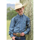 Boy's Cinch Square Flower Pring Button Down Western Shirt MTW7060385 - Crazy House Western Wear