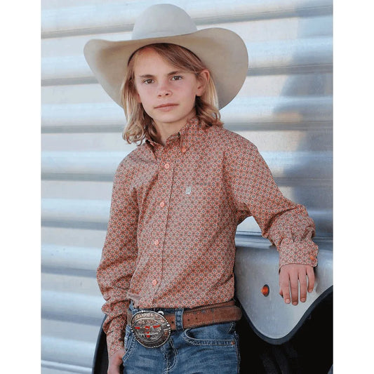 Boy's Cinch LongSLeeve Print Button Down Shirt MTW7060389 - Crazy House Western Wear