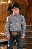 Boy's Cinch Paisley Print Long Sleeve Button-Down Western Shirt MTW7060397