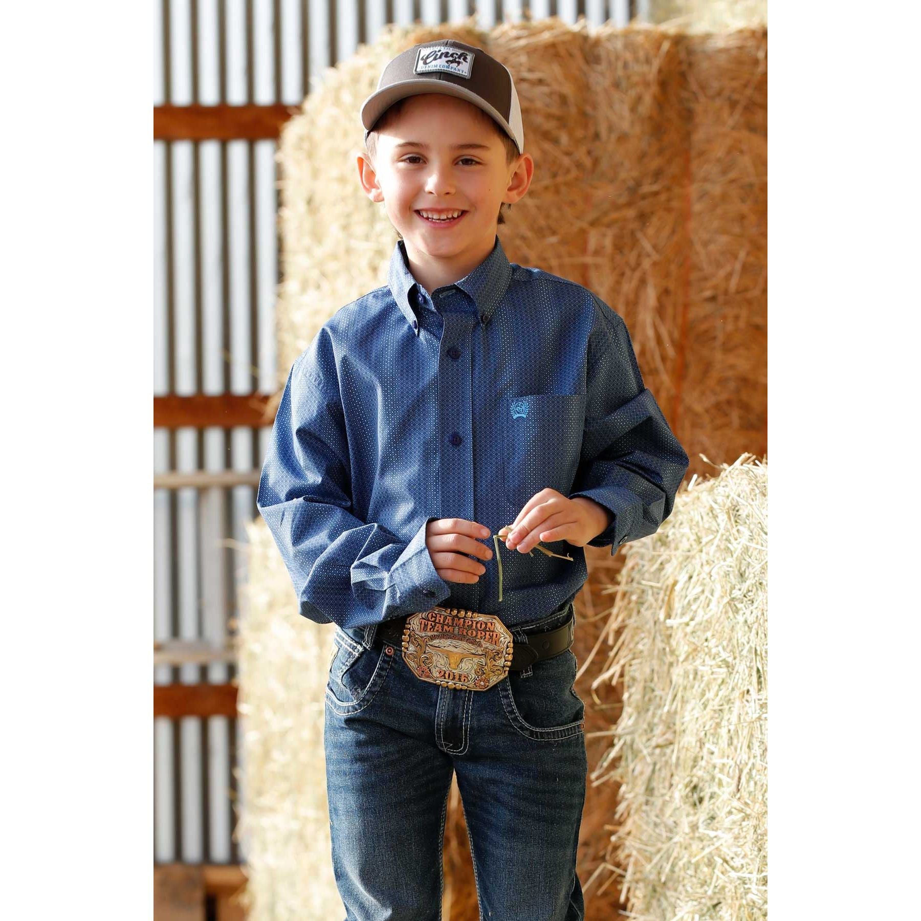 Boy's Cinch Printed Long Sleeve Button-Down Western Shirt MTW7060398
