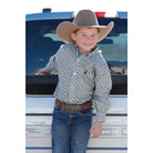 Boy's Cinch Cream Geometric Long Sleeve Button Up Shirt MTW7060405