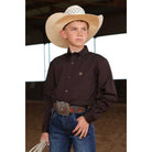 Boy's Cinch Long Sleeve Brown Button Up Shirt  MTW7060408