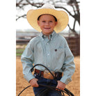 Boy's Cinch Blue Long Sleeve Button Up Western Shirt MTW7060409