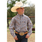 Boy's Cinch White Paisley Arenaflex Button Up MTW7060411