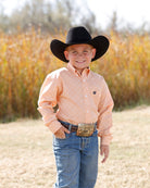 Cinch Boy's Long Sleeve Gold Geo Print Button Down Shirt MTW7060424