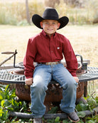 Cinch Boy's Burgundy Long Sleeve Button Down Shirt MTW7060426