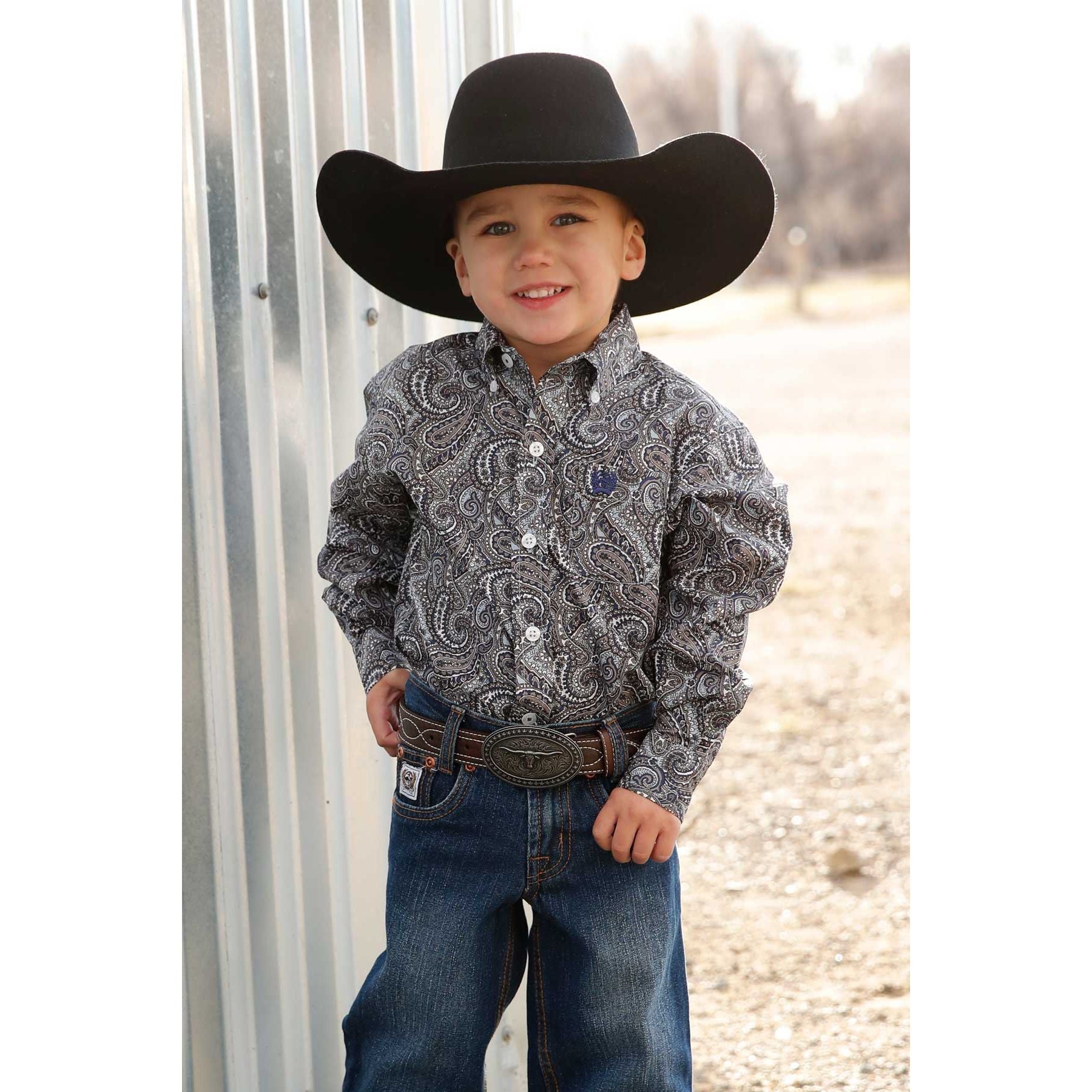 Boy's Cinch Toddler Paisley Print Long Sleeve Button-Down Western Shirt MTW7061397
