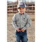 Cinch Toddler Cream Geometric Long Sleeve Button Up Shirt MTW7061405