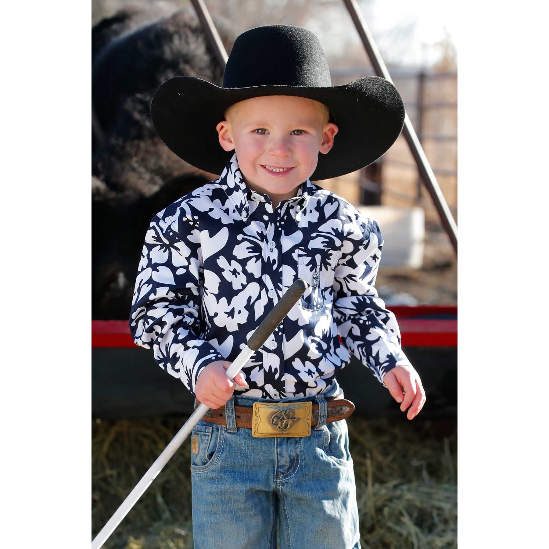 Toddler Cinch Hibiscus Print Button-Down Western Shirt MTW7062366 - Crazy House Western Wear