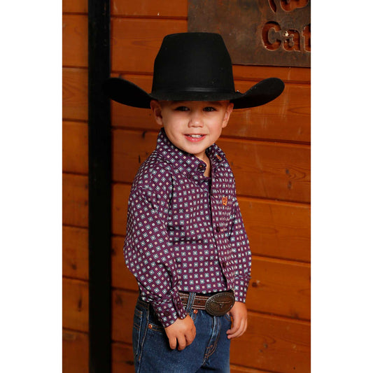 Cinch Infant Geometric Purple Long Sleeve Printed Shirt MTW7062390