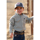 Infant Cinch Cream Geometric Long Sleeve Button Up Shirt MTW7062405