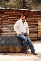 Cinch Men's Cream 1/4 zip Sweater Knit Jacket MWK1080013