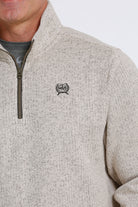 Cinch Men's Cream 1/4 zip Sweater Knit Jacket MWK1080013