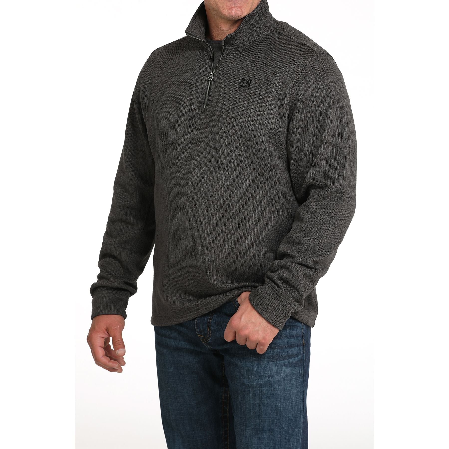 Men's Cinch Charcoal Quarte-zip Fleece Sweater