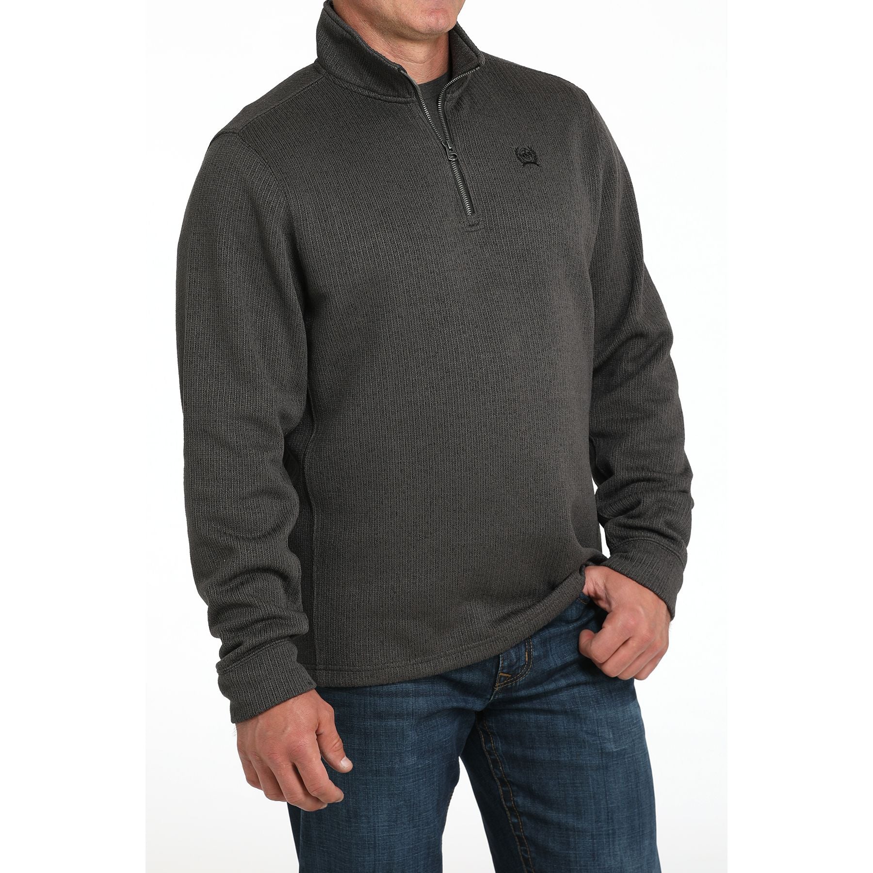 Men's Cinch Charcoal Quarte-zip Fleece Sweater