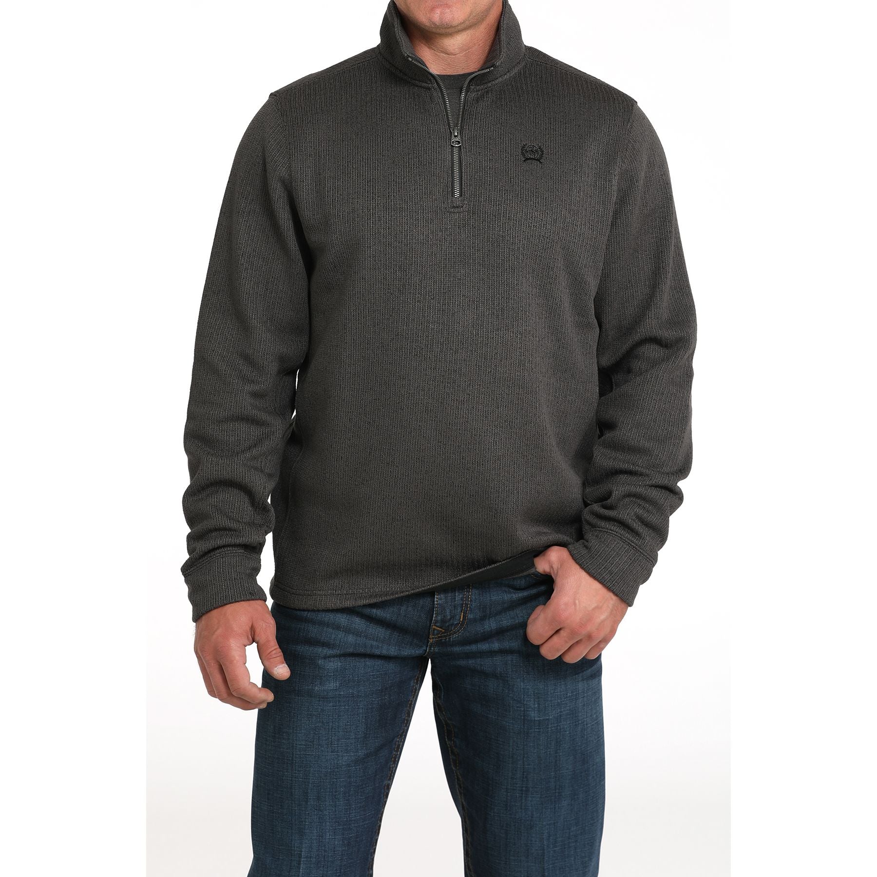 Men's Cinch Charcoal Quarte-zip Fleece Sweater