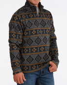 Cinch Men's Gray and Brown Aztec Print 1/2 Zip Pullover Sweater MWK1558006