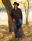 Cinch Men's Gray and Brown Aztec Print 1/2 Zip Pullover Sweater MWK1558006