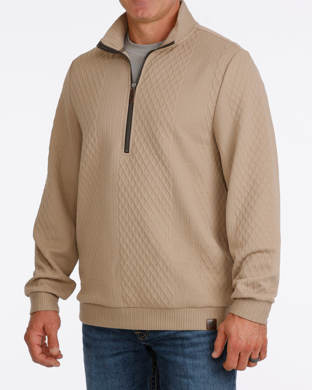 Cinch Men's Tan Long Sleeve Tan 1/4 Zip Sweatshirt MWK1957001
