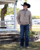 Cinch Men's Tan Long Sleeve Tan 1/4 Zip Sweatshirt MWK1957001