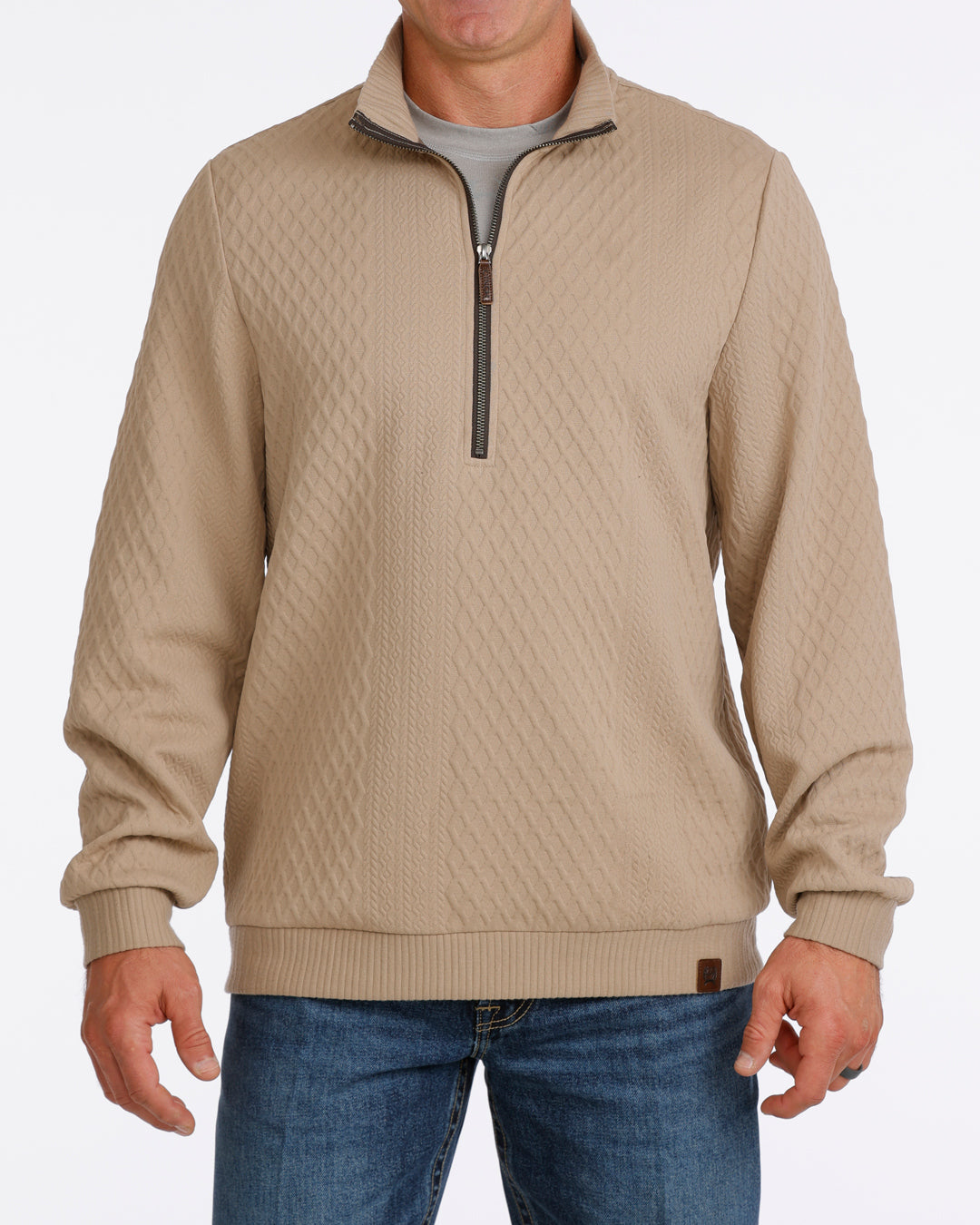 Cinch Men's Tan Long Sleeve Tan 1/4 Zip Sweatshirt MWK1957001