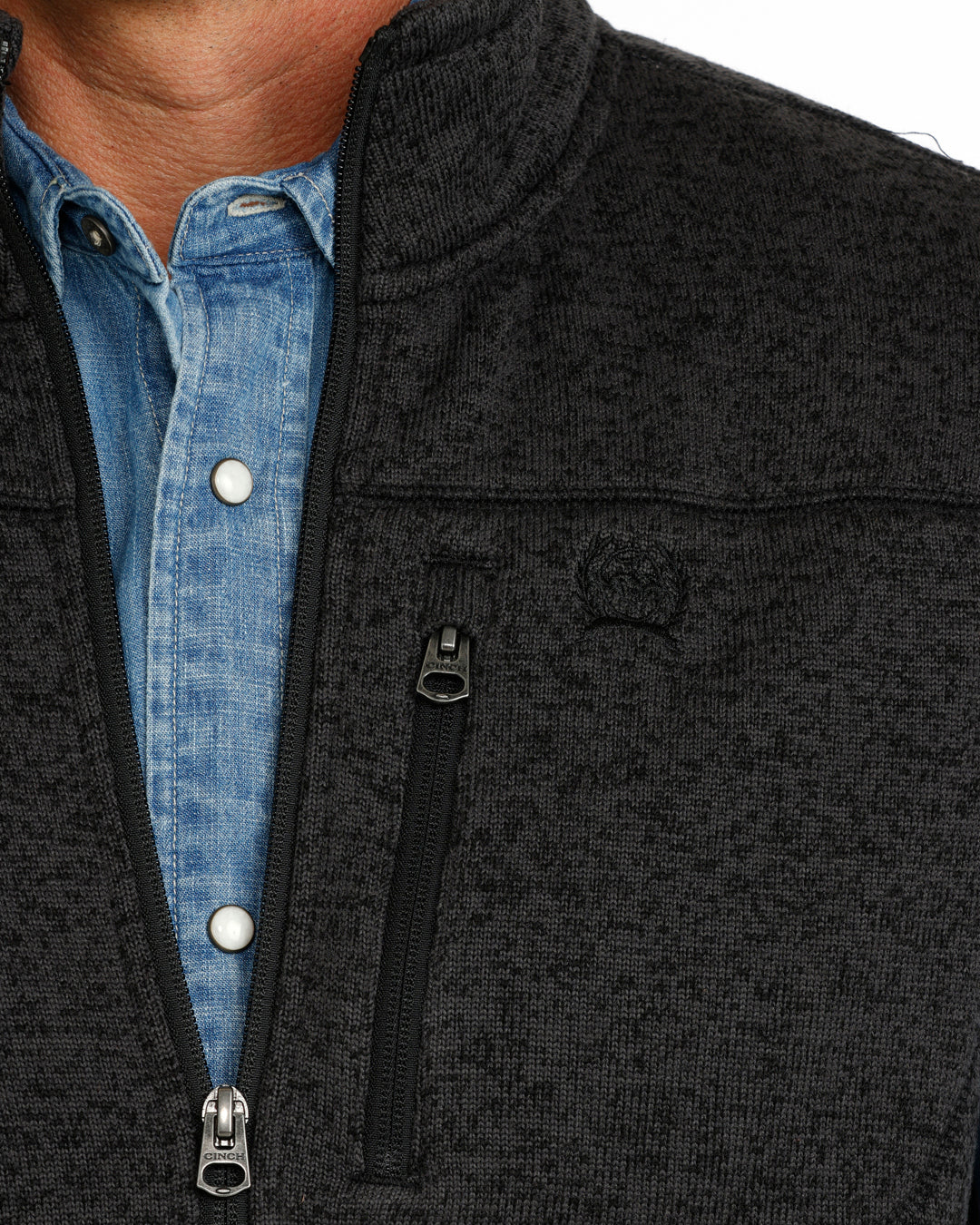 Cinch Men's Zip Up Charcoal Sweater Vest MWV1225007