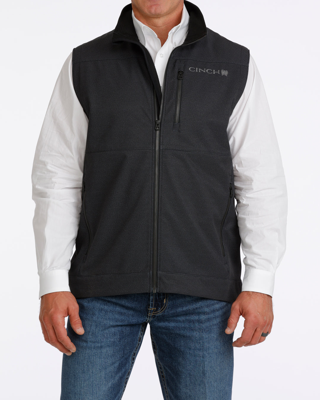Cinch Men's Black Bonded Zip Up Vest MWV1515030