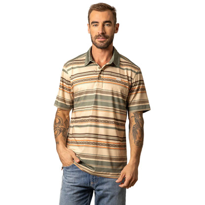 Men's Kimes Ranch Army Green Mackin Striped Polo 
