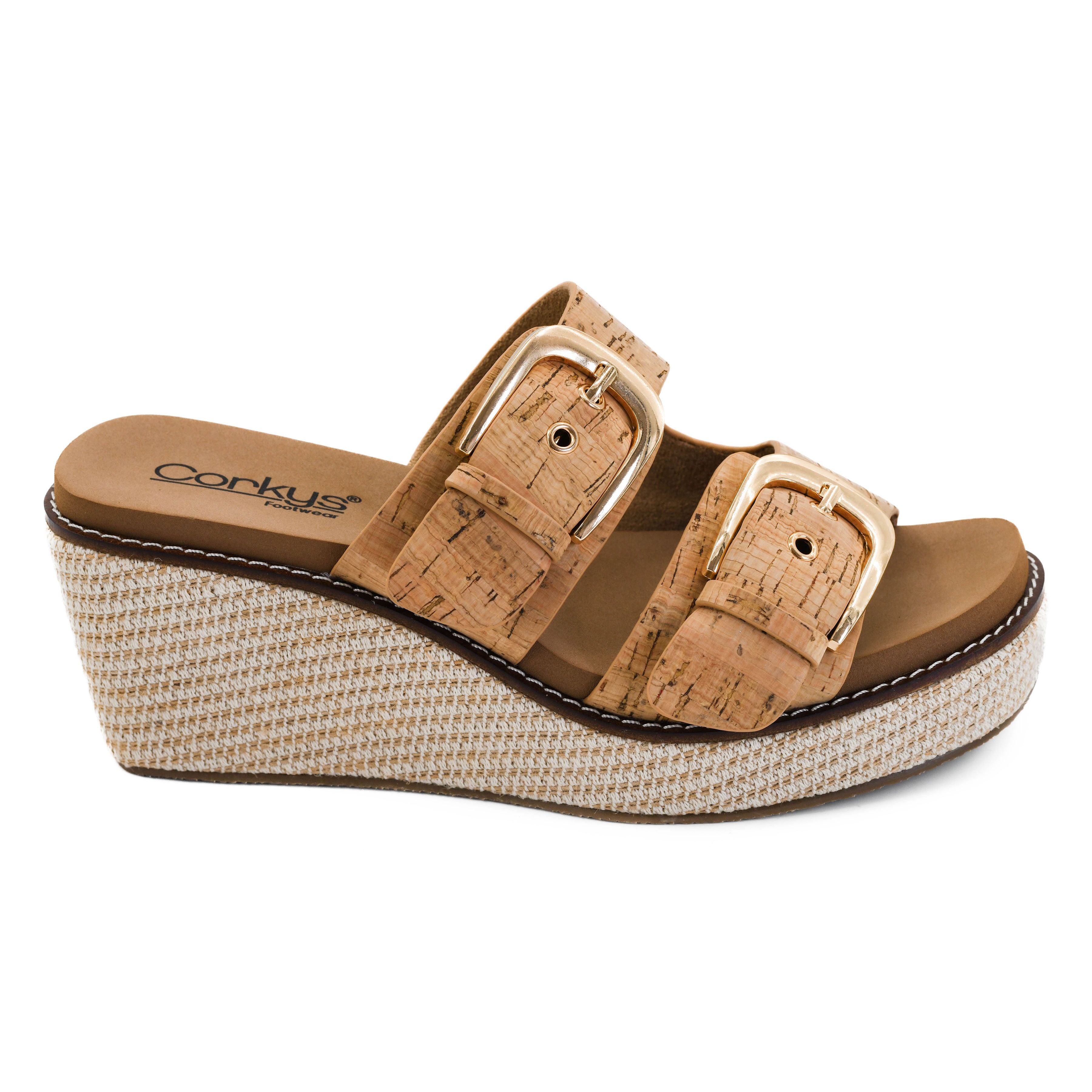 Women's Corky's Cork Manifest Open Toe Wedge Sandals 41-0772-CORK