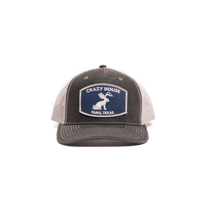 Crazy House Unisex Mesh Grey Cap with Jackelope Patch - Crazy House Western Wear