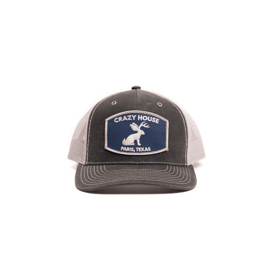 Crazy House Unisex Mesh Grey Cap with Jackelope Patch - Crazy House Western Wear