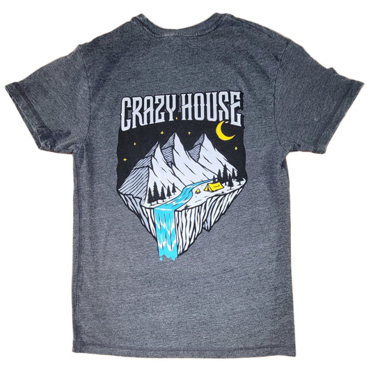 Gray Heather Mountains and River T-Shirt - Crazy House Western Wear